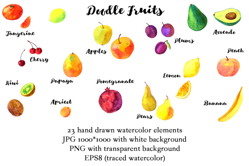 doodle-fruits