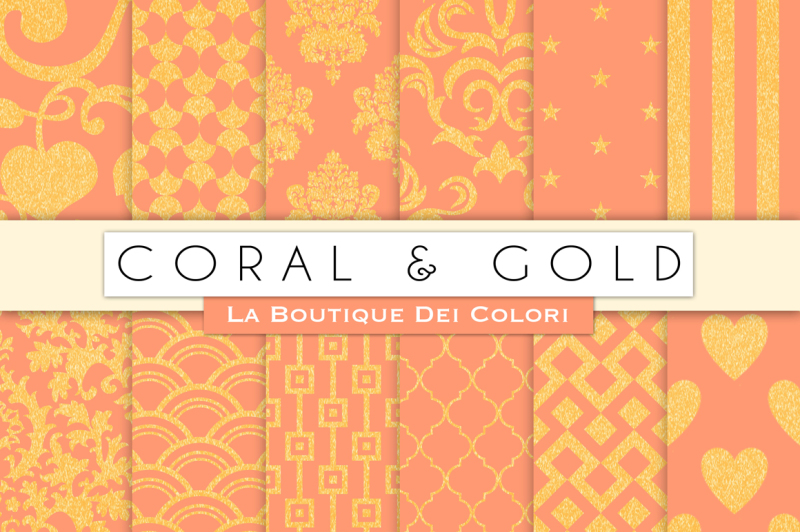 coral-and-gold-digital-papers