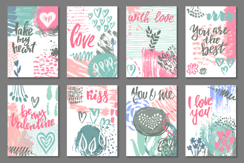 vector-romantic-cards-collection