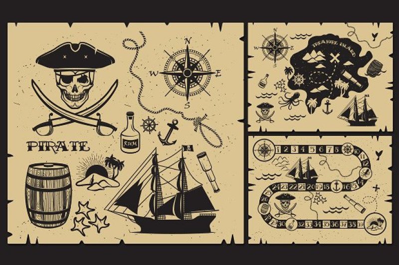 set-of-vintage-pirate-elements