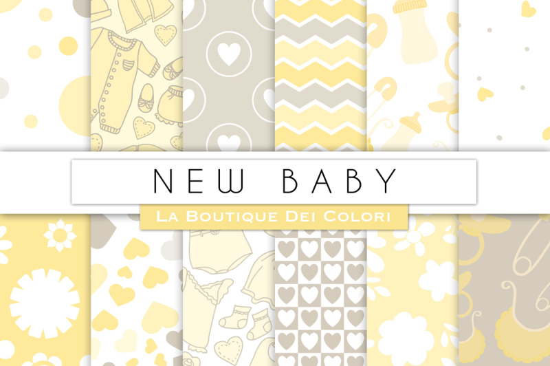 yellow-and-grey-new-baby-digital-papers