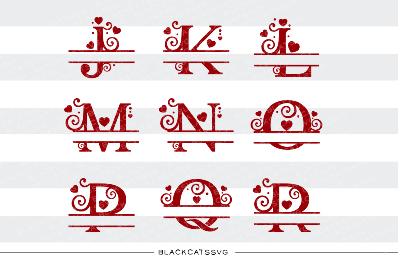 Download Monogram hearts split font Valentine SVG By BlackCatsSVG ...