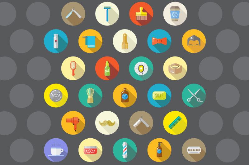 awesome-27-flat-vector-barber-icons