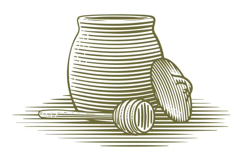 woodcut-honey-jar
