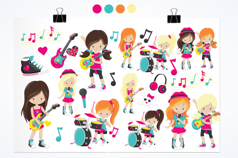 girl-rock-band-graphics-and-illustrations