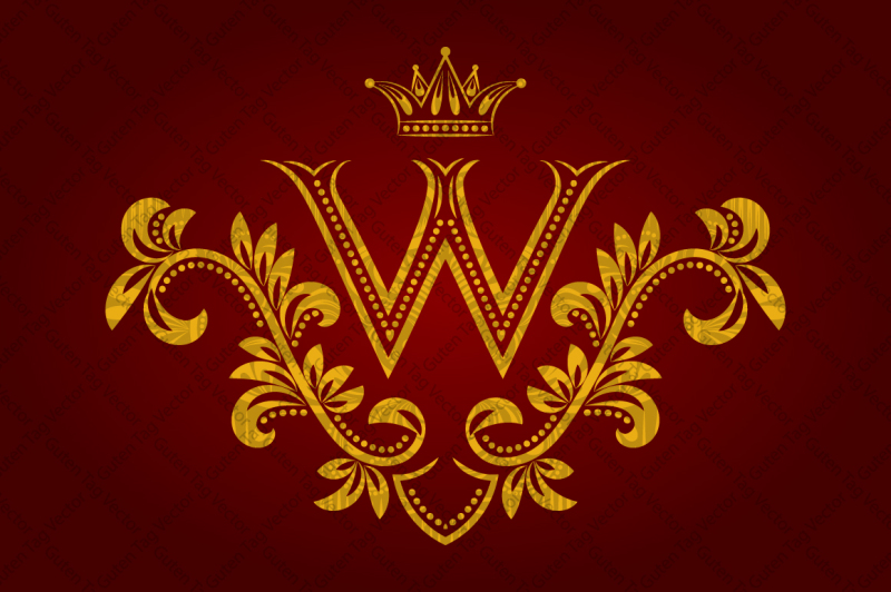 patterned-golden-letter-w-monogram