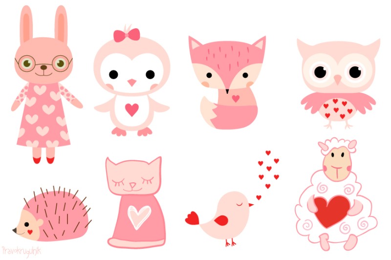 valentine-animals-clipart-set-cute-pink-animal-clip-art-love-clipart-collection