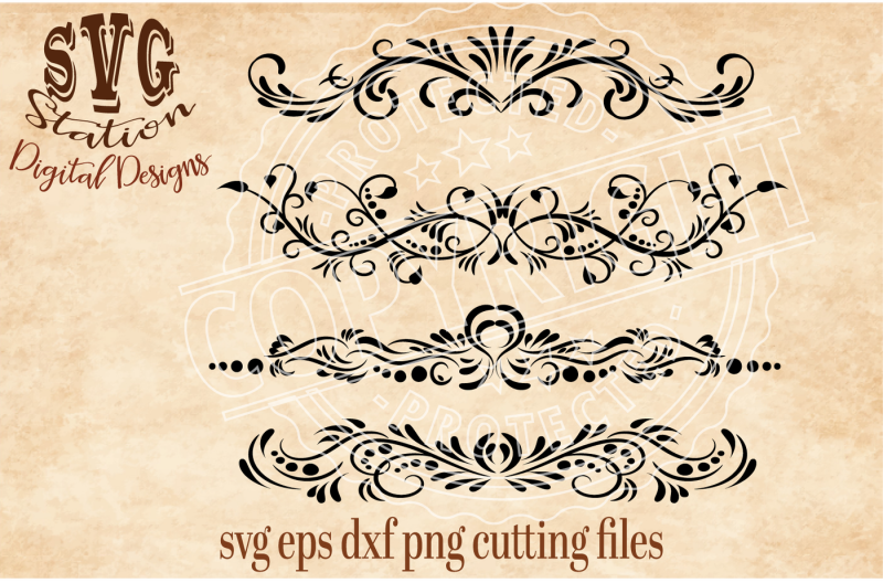 Fancy Flourish Borders / SVG DXF PNG EPS Cutting File ...