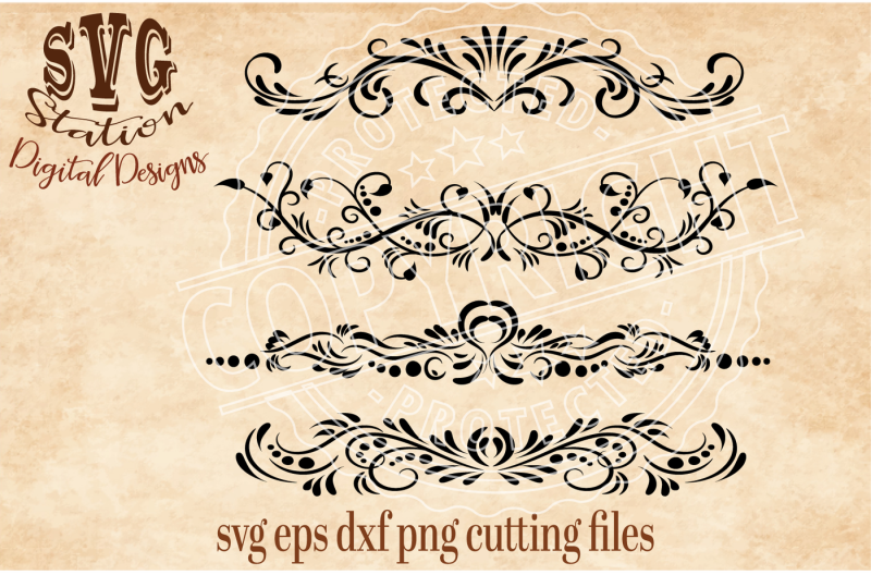 Download Fancy Flourish Borders / SVG DXF PNG EPS Cutting File Silhouette Cricut By Svg Station ...