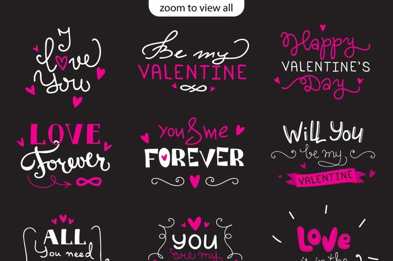 st-valentine-s-day-lettering-set