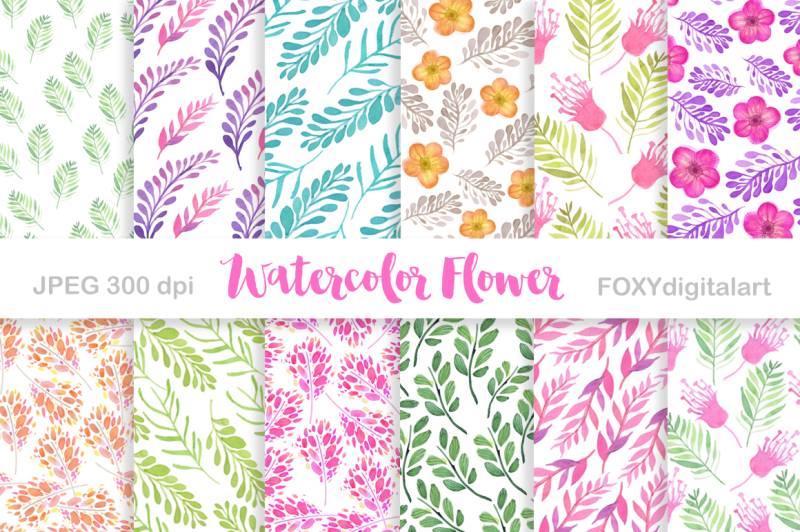watercolor-floral-digital-paper