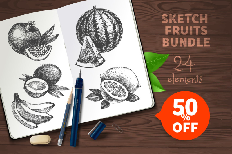 sketch-vector-fruits-bundle-sale-50-percent