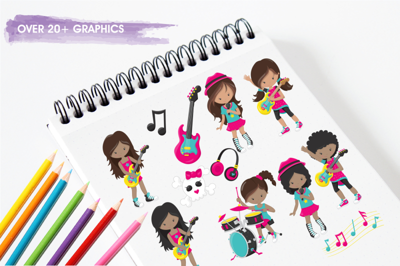 girl-rock-band-graphics-and-illustrations