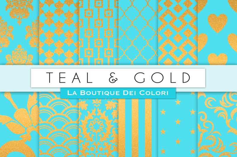 teal-and-gold-digital-papers