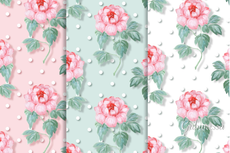 pink-flowers-watercolor-patterns