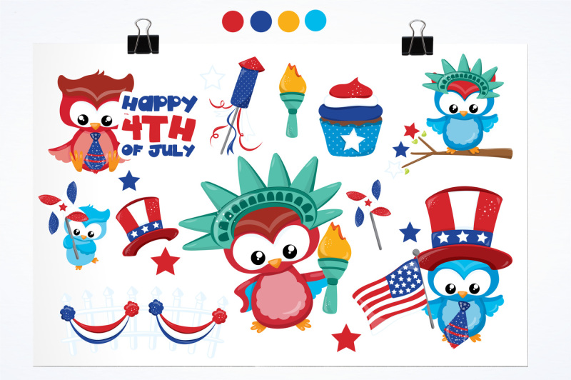 4th-july-owls-graphics-and-illustrations