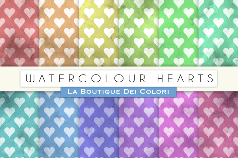watercolour-hearts-digital-papers
