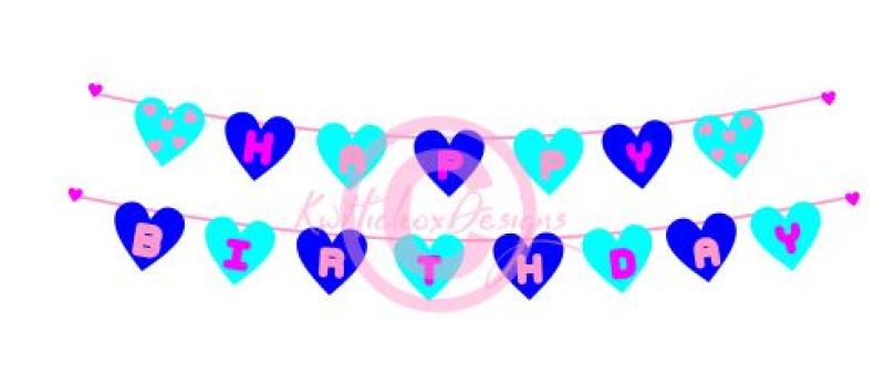 Download Heart Banner Svg, Dxf, Happy Birthday Banner Svg By Kerry ...