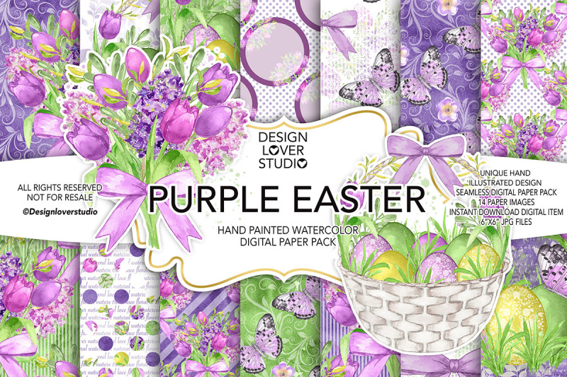 watercolor-purple-easter-digital-paper-pack