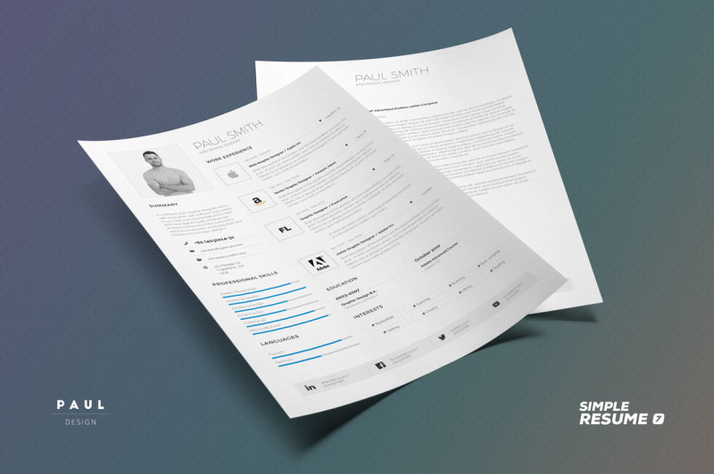 Simple Resume/Cv Volume 7 - Indesign + Word Template By The Resume ...