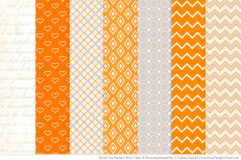 pattern-zoo-vector-owls-clipart-and-digital-papers-in-tangerine
