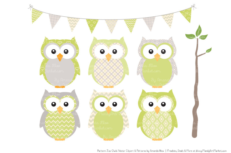 pattern-zoo-vector-owls-clipart-and-digital-papers-in-bamboo