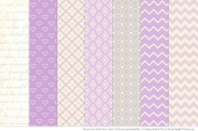 pattern-zoo-vector-owls-clipart-and-digital-papers-in-lavender