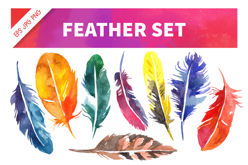 watercolor-feather-vector-set