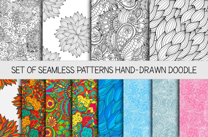 12-vector-seamless-doodle-patterns