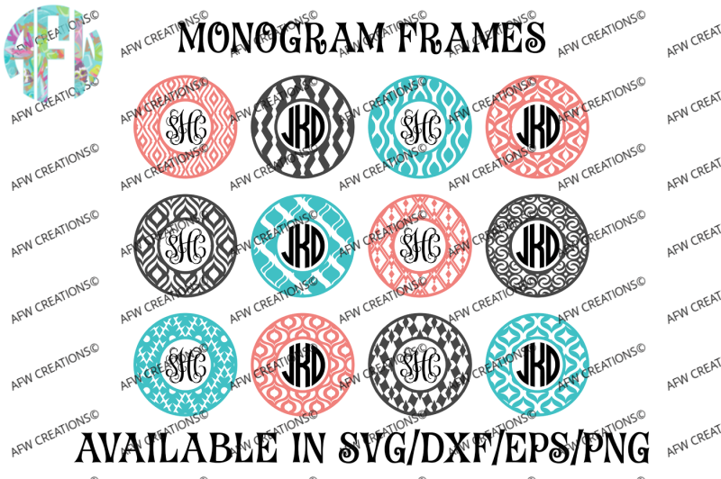 Download Circle Monogram Frames #3 - SVG, DXF, EPS Digital Cut Files By AFW Designs | TheHungryJPEG.com