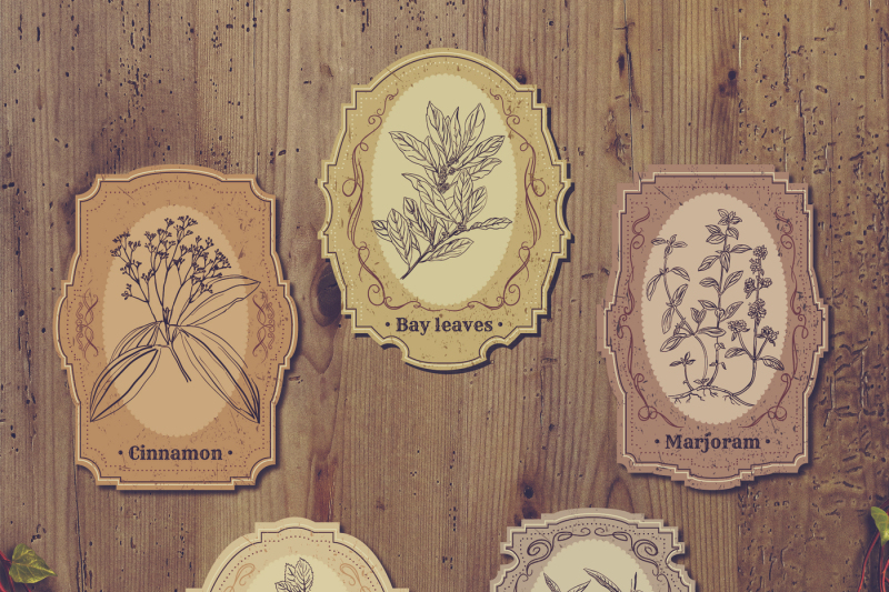 herbs-and-spices-vintage-labels-set