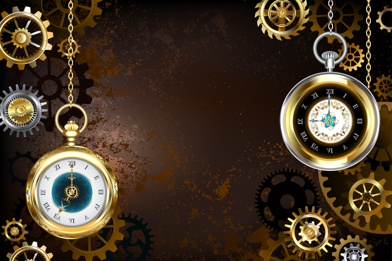 brown-background-with-the-clock-steampunk