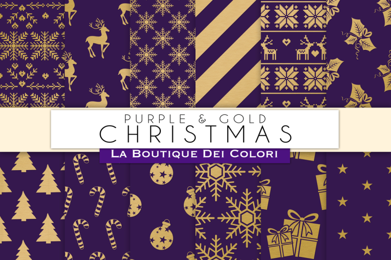 purple-and-gold-christmas-digital-paper