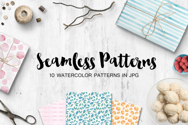 watercolor-seamless-patterns-set
