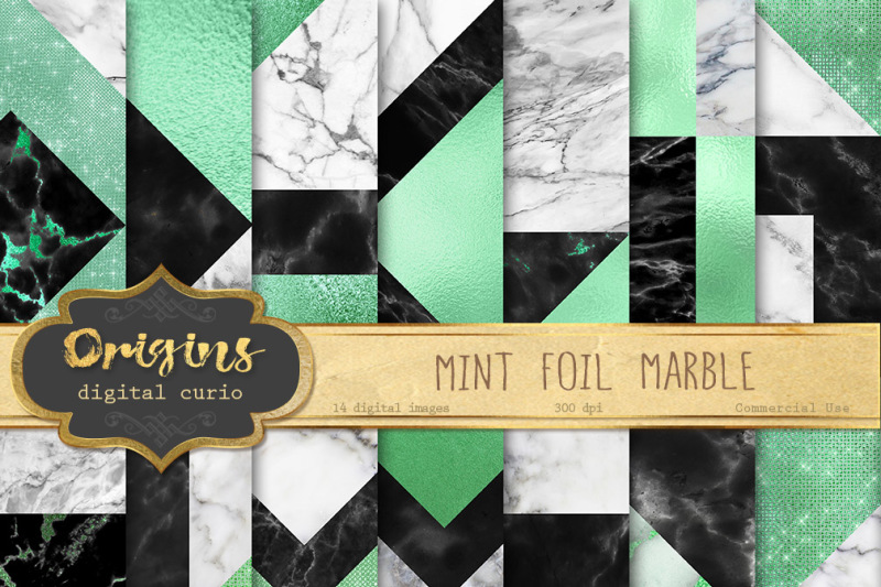 mint-foil-marble-digital-paper