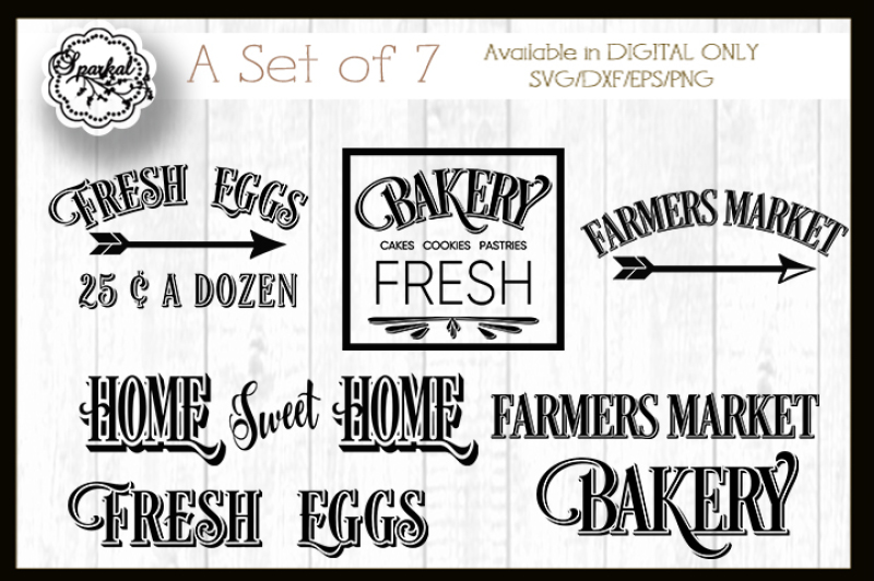 Download A Set Of 7 Farmhouse Designs For Stencil Making Svg Cut Files By Sparkal Designs Thehungryjpeg Com