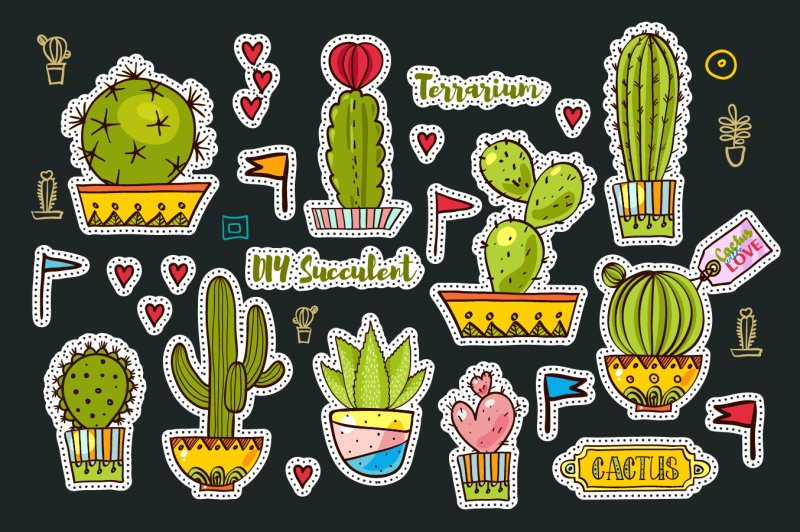 set-fashion-patches-with-cacti