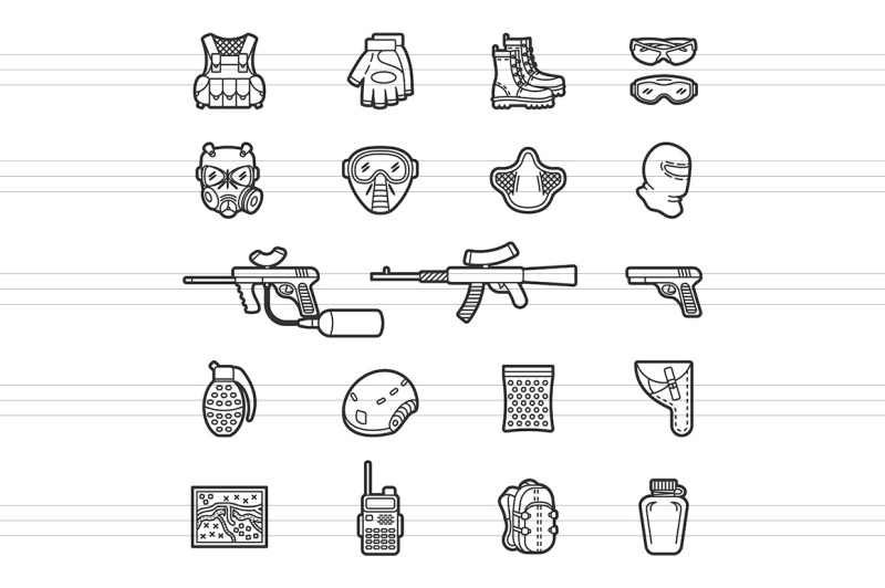 paintball-or-airsoft-icon-set
