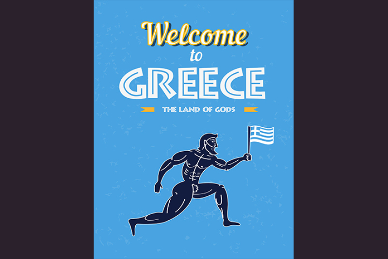 travel-to-greece-poster-funny-greece-runner-warrior