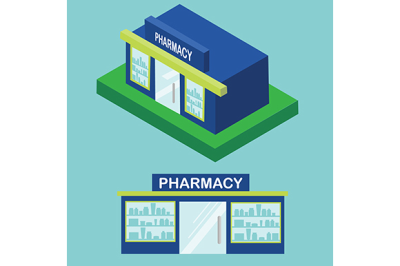 pharmacy-icon-flat-and-isometric-drugstore-vector-icon