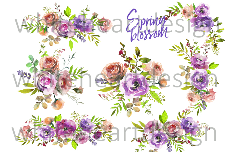 spring-blossom-watercolor-pink-purple-flowers