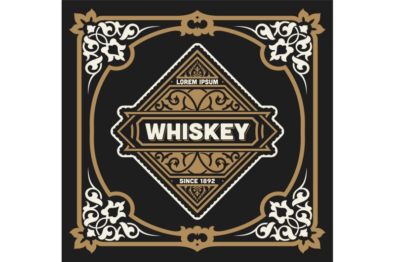 retro-logo-for-whiskey-or-other-products-with-floral-frame
