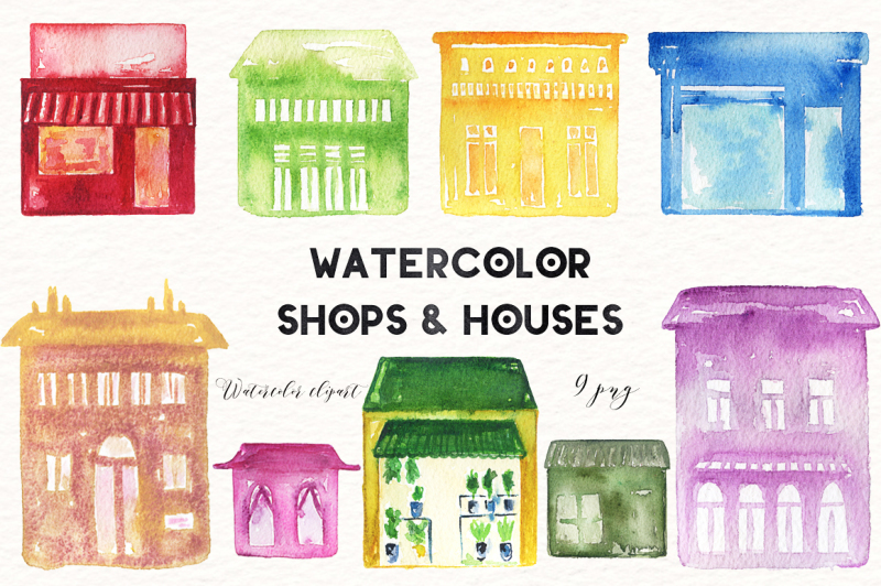 shops-and-houses-watercolor-clipart