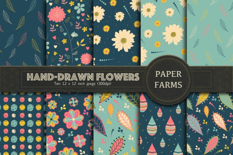 hand-drawn-flowers-digital-paper