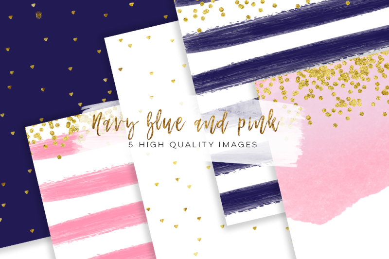 watercolour-brush-strokes-paper-navy-blue-and-pink-digital-paper-brush-strokes-paper-wedding-invitation-paper-gold-and-pink-wedding