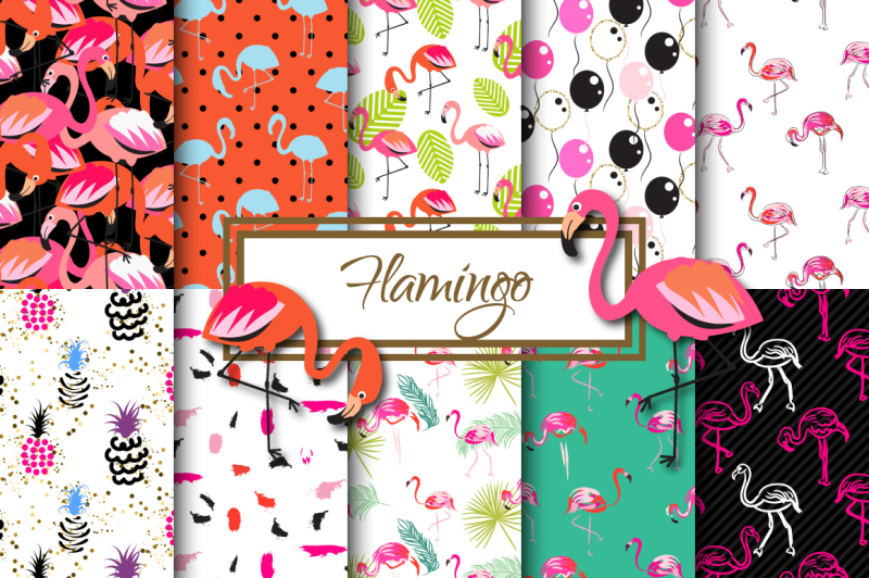 flamingo-seamless-patterns