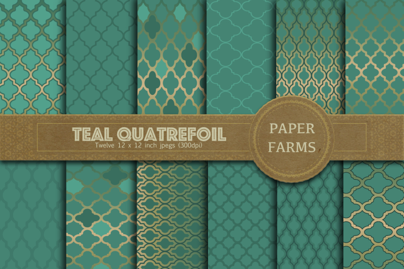 teal-quatrefoil-digital-paper