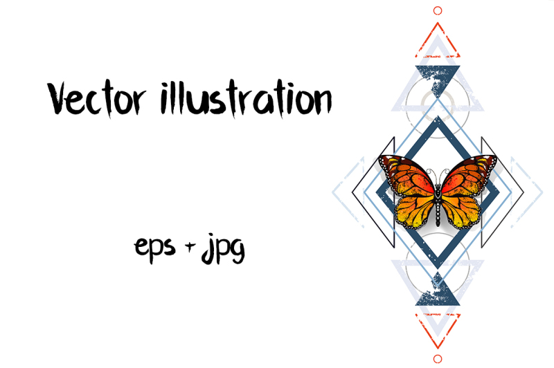 geometric-pattern-with-monarch-butterflies