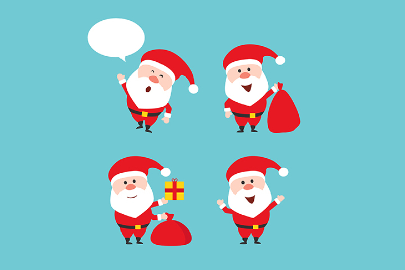 cartoon-character-santa-claus-in-various-positions-in-flat-style