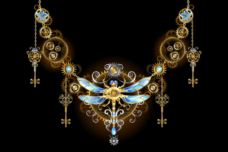 symmetric-ornament-with-dragonfly-steampunk
